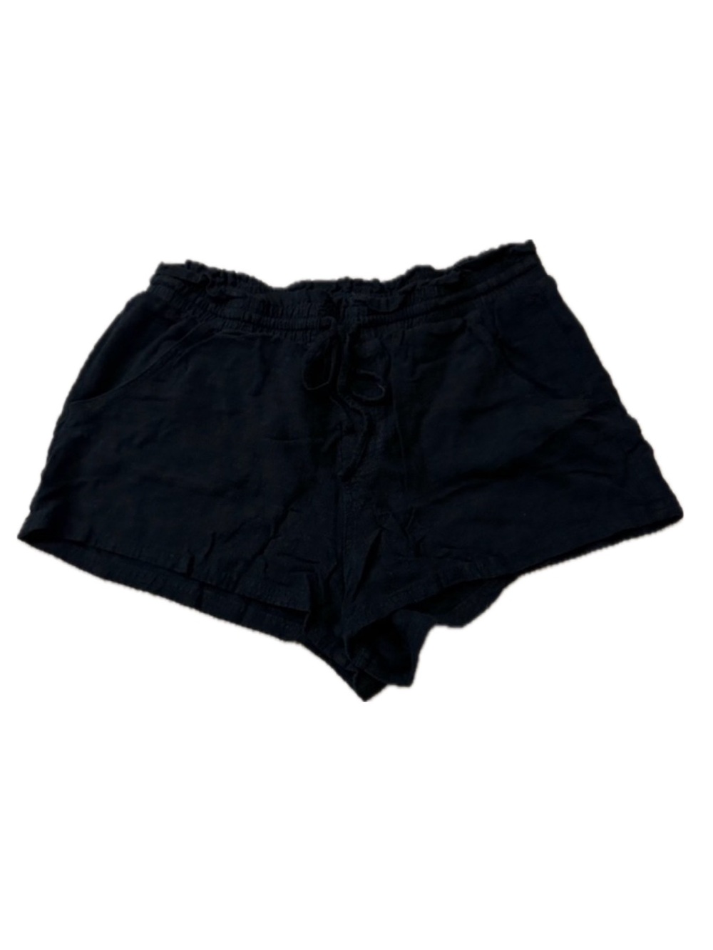 Aeropostale Black High-Waist Drawstring Linen-Blend Shorts